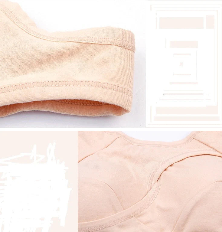 Supportive and comfortable cotton sports bra with crossover design for bust enhancement and posture support during workouts