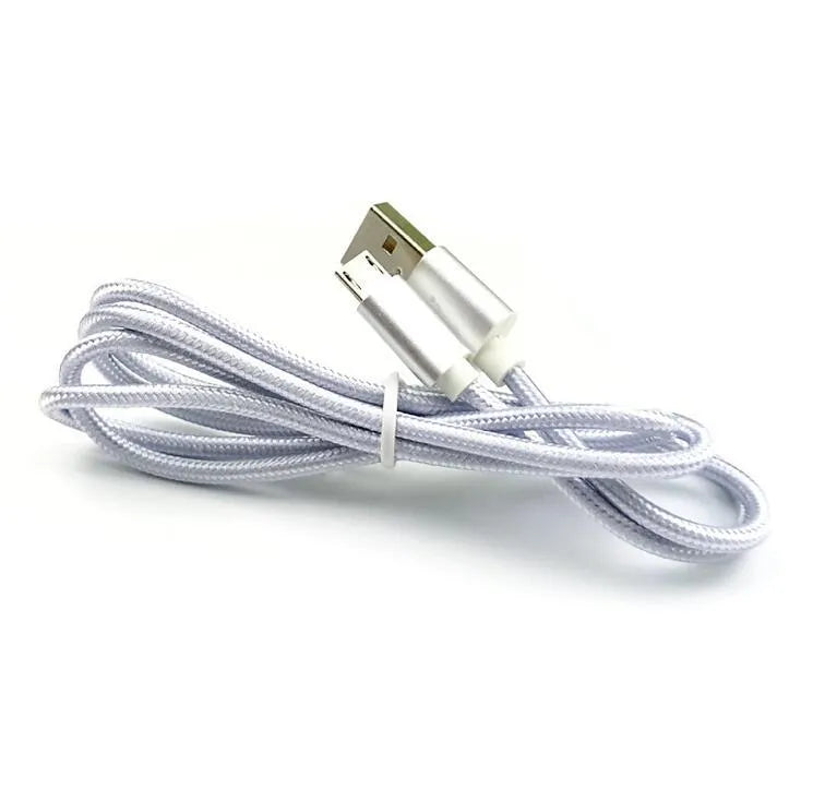 Nylon woven USB charging cable in gold, rose, or silver, 1m 2m 3m lengths, for iPhone Android Type-C