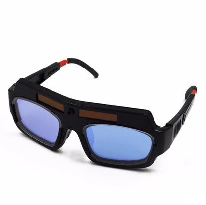 Solar auto-darkening welding glasses with reinforced lens and anti-scraping coating