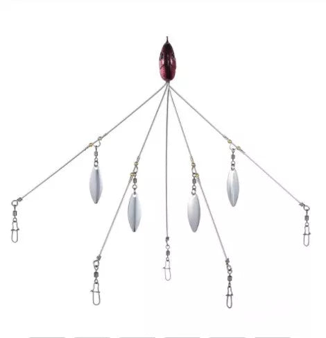 Bassdash Umbrella Fishing Lure with 5 swivels and metal sequins for enhanced fish attraction