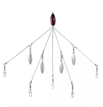 Bassdash Umbrella Fishing Lure with 5 swivels and metal sequins for enhanced fish attraction