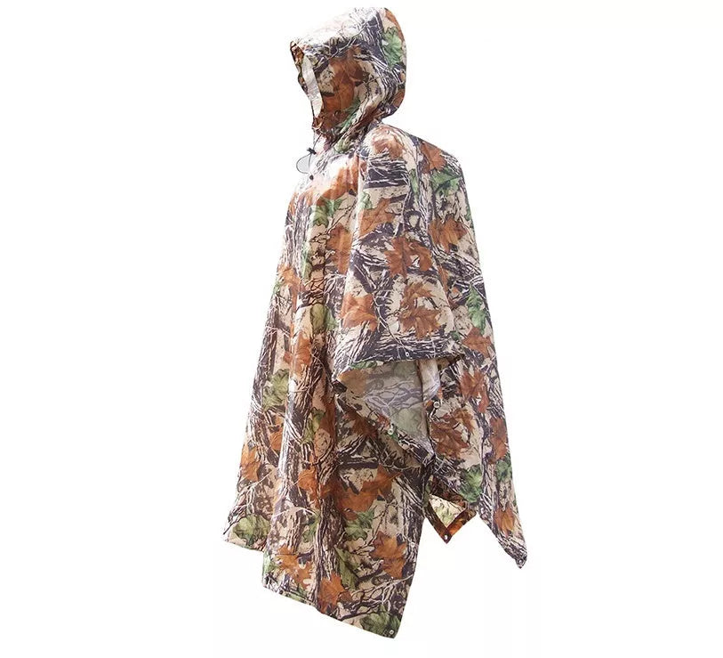 Jungle camouflage raincoat for outdoor hiking and climbing, lightweight and water-resistant
