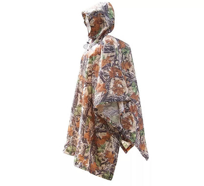 Jungle camouflage raincoat for outdoor hiking and climbing, lightweight and water-resistant