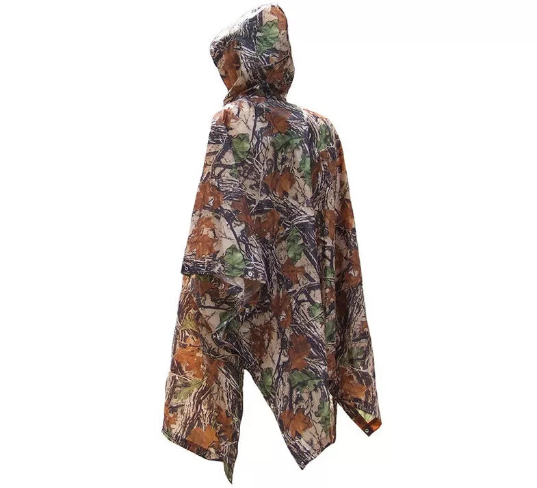 Jungle camouflage raincoat for outdoor hiking and climbing, lightweight and water-resistant