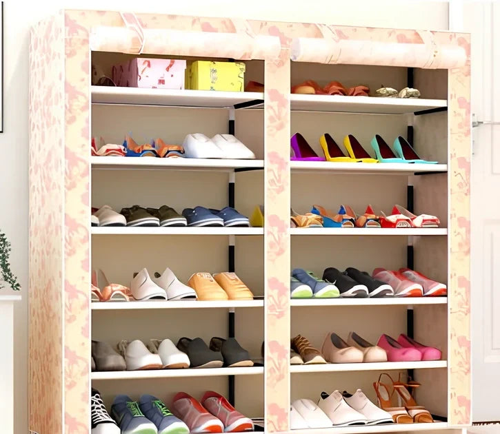 Actionclub double row shoe cabinet with 12 compartments measuring 120cm wide