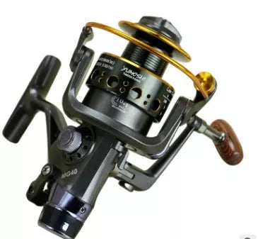 MG30-60 double-loading metal head fishing reel with front and rear brake in steel color