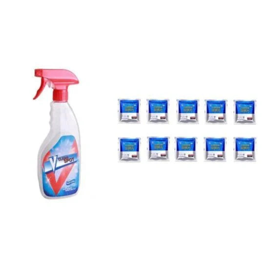 Effervescent spray cleaner bottle for automotive glass cleaning