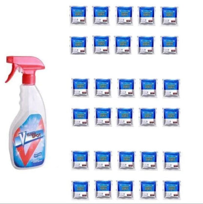 Effervescent spray cleaner bottle for automotive glass cleaning