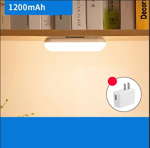 Compact magnetic LED table lamp with stepless dimming and 14.9cm length for desk and home use