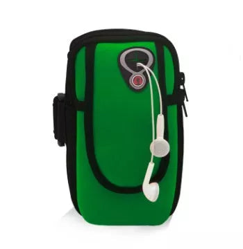 Waterproof running arm band for phones with adjustable strap and multi-pocket design