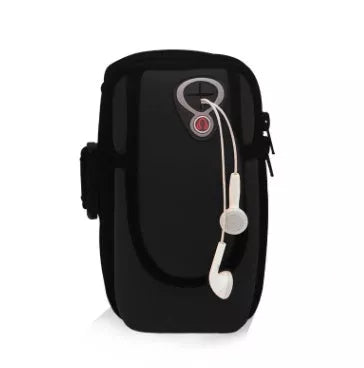 Waterproof running arm band for phones with adjustable strap and multi-pocket design