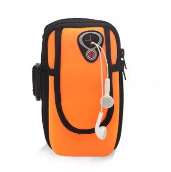 Waterproof running arm band for phones with adjustable strap and multi-pocket design