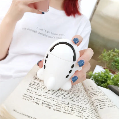 Cartoon airplane design silicone flip case for AirPods 1st and 2nd generation with hook attachment