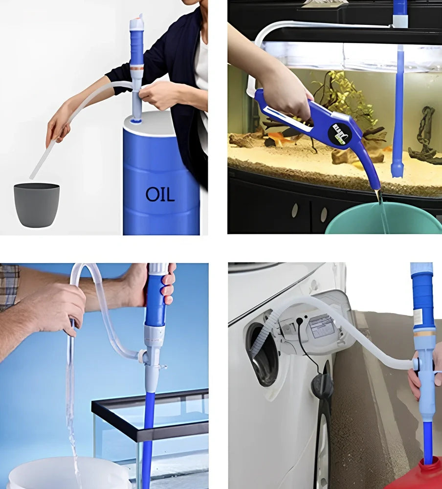 Portable electric mini plastic oil transfer pump with blue/red options and vertical shaft