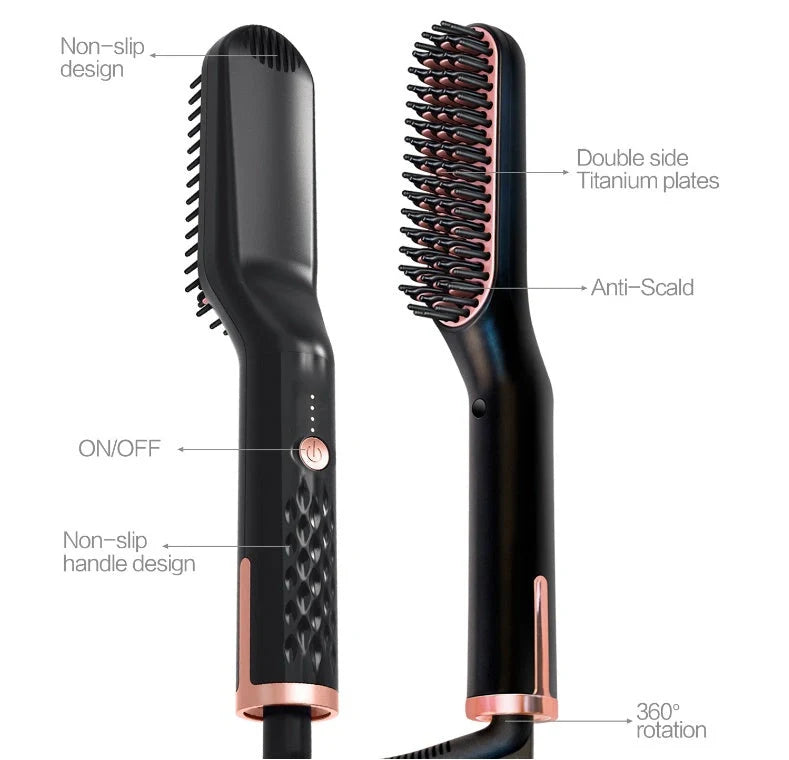 Multifunctional electric hair straightening comb with ceramic coating and fast heating technology