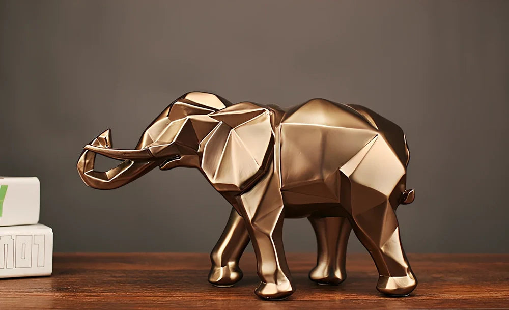 Gold resin animal sculpture, 26 cm tall, 0.75 kg weight, eco-friendly for home decor and gifts