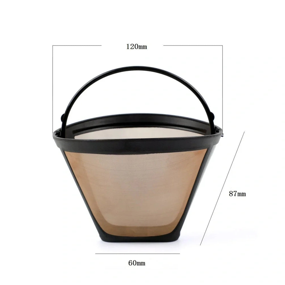 Stainless steel permanent coffee filter with 120mm width, no paper needed