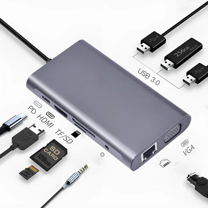 10-in-1 Apple MacBook docking hub with power bank functionality showing multiple USB ports
