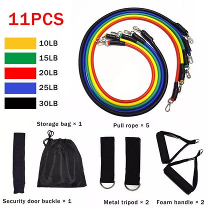 Fitness Rally Elastic Rope Resistance Band Set in multiple colors for full-body workouts