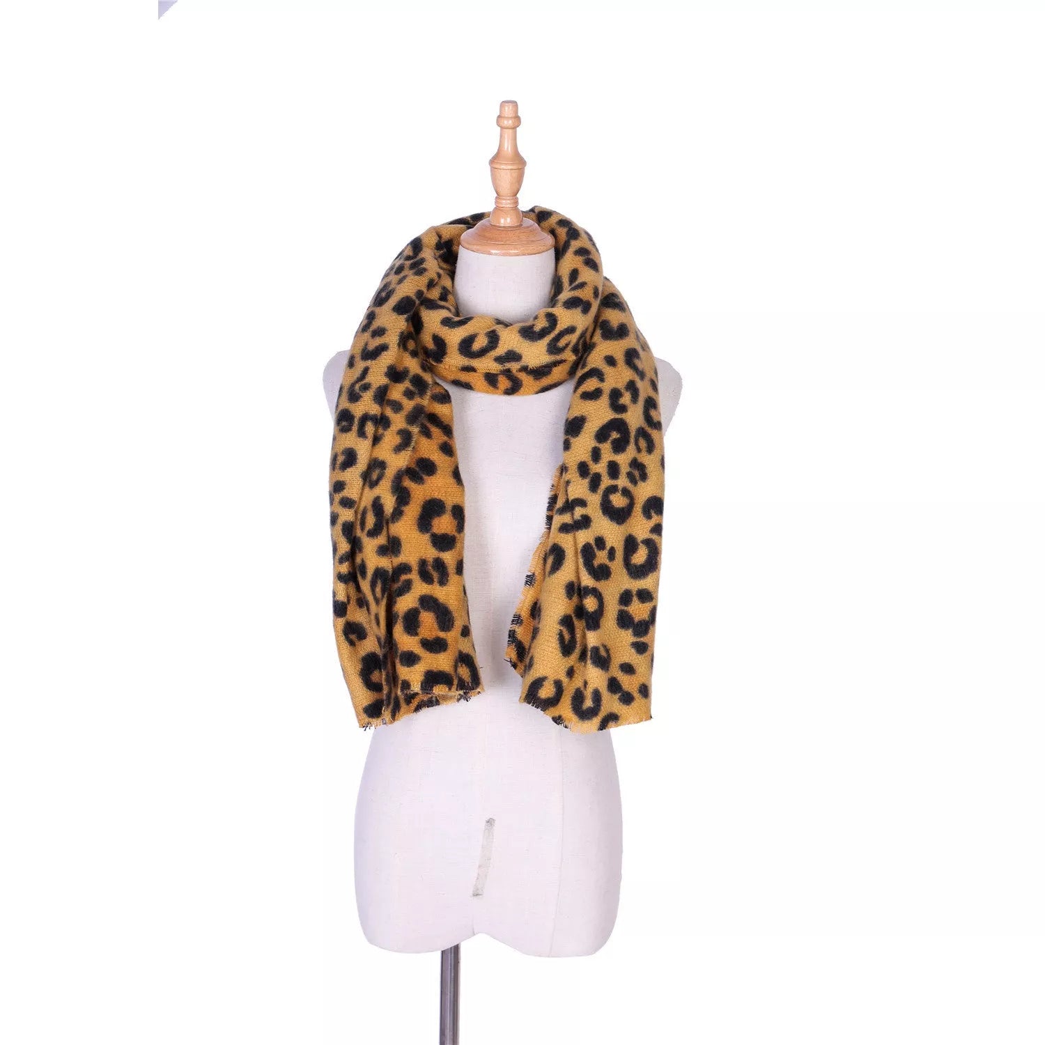 Leopard-print imitation cashmere women's scarf shawl, 200x90cm, available in multiple colors