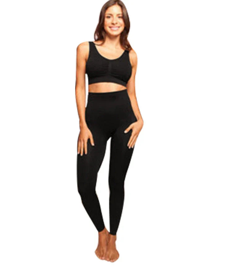 Seamless High-Waist Body Shaping Cropped Leggings in Black, featuring compression technology and a flattering, versatile design.