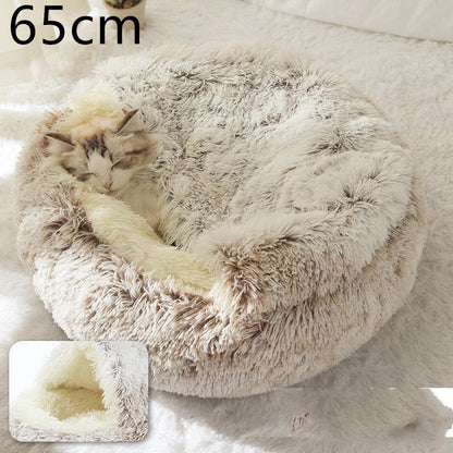 Cozy pet bed with plush and warm fabric for cats and dogs