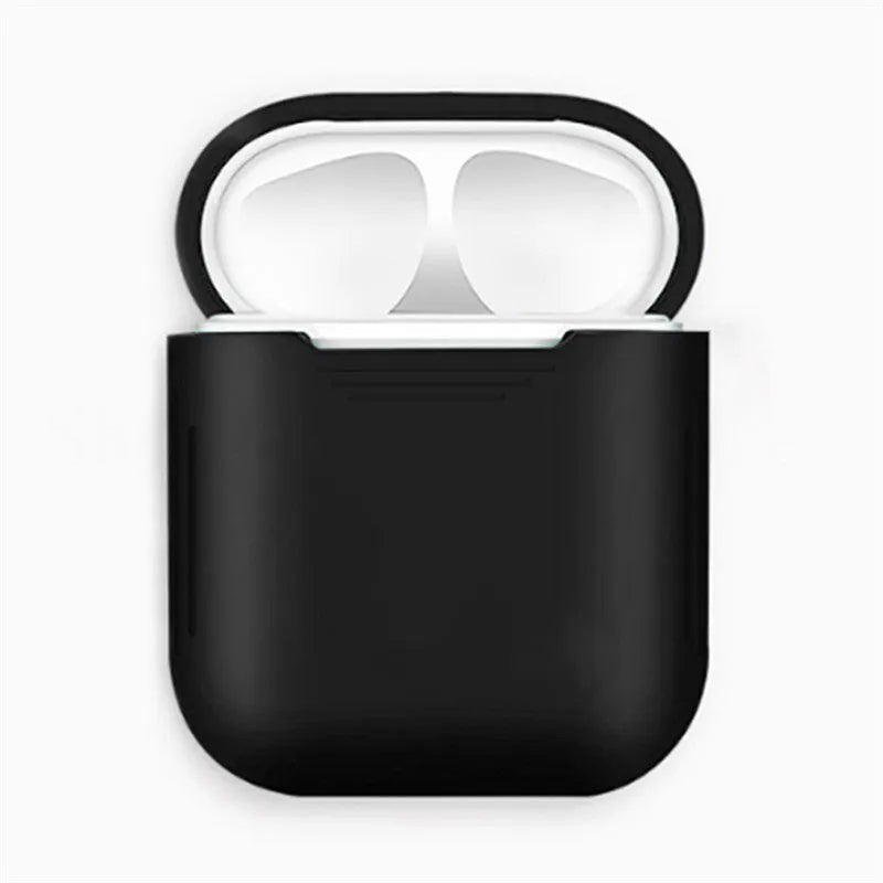 Silicone shockproof protective case for Apple AirPods in various colours with anti-lost rope.