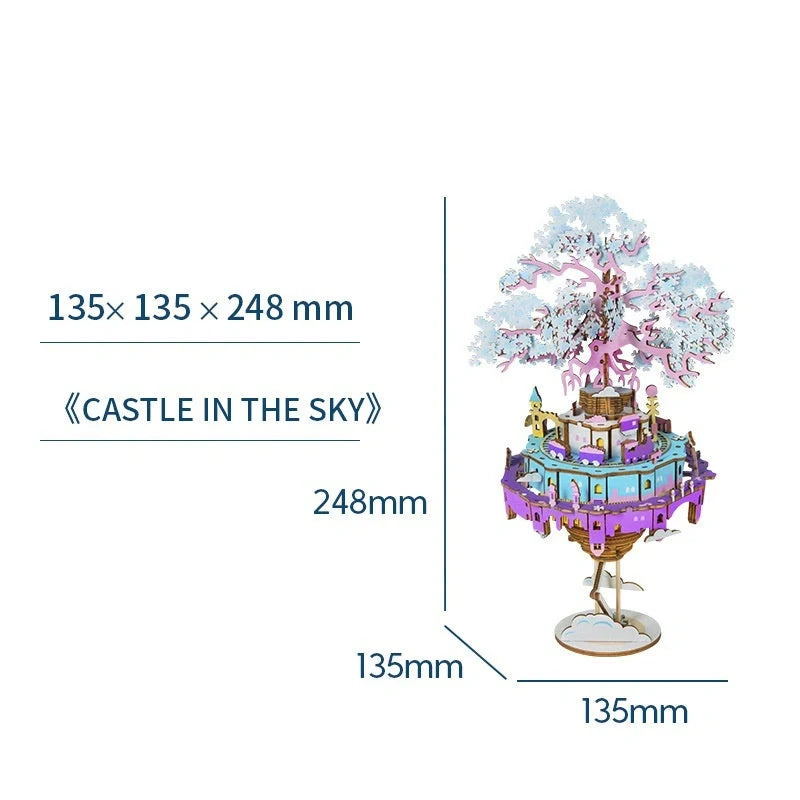 DIY 3D Kitty Ballet Wooden Puzzle with Moveable Music Box