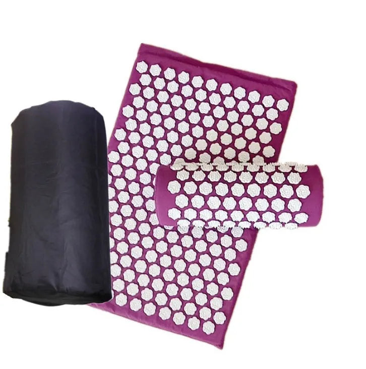 Lotus-shaped acupressure mat and pillow set in blue colour for massage therapy