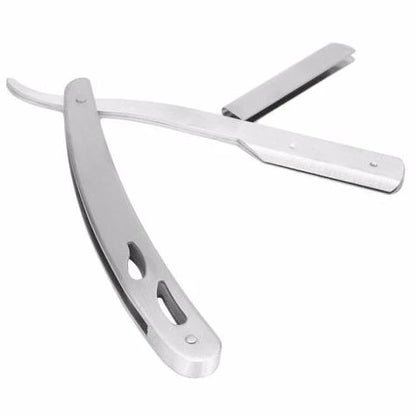 Premium stainless steel straight razor with sharp blades for a smooth, comfortable shave