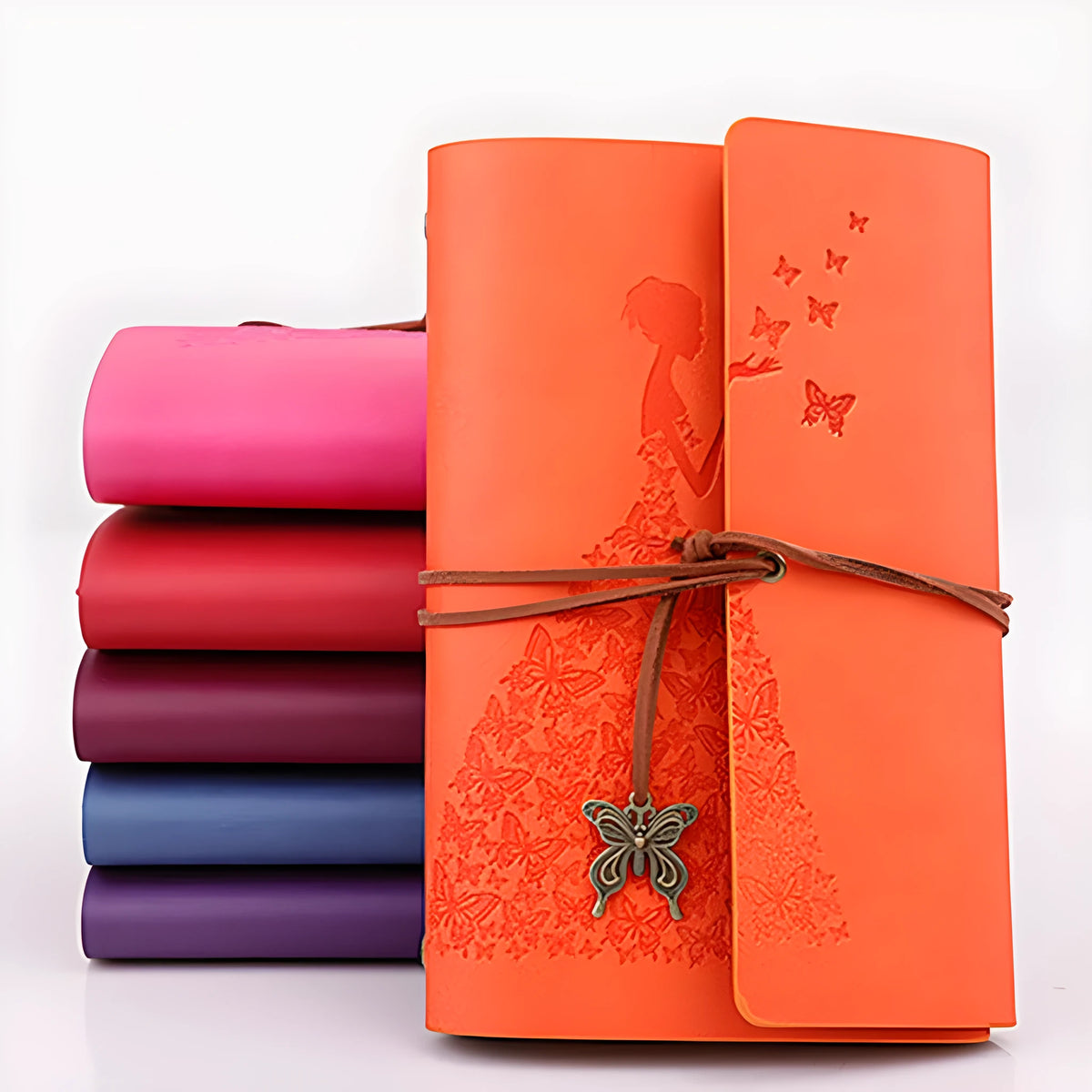 Loose leaf diary with kraft paper pages, 8 x 12.5 cm, available in lake blue, pink, purple, red, wine red, and yellow