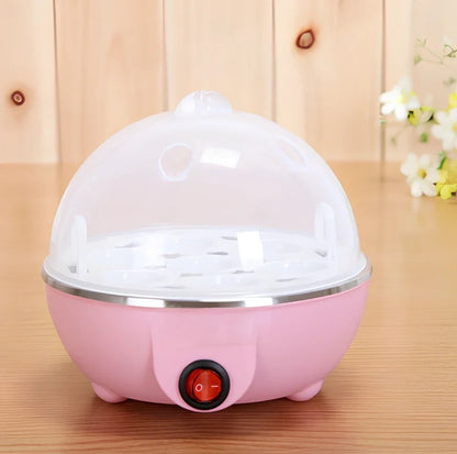 Blue intelligent egg cooker with transparent lid and measuring cup for steam cooking