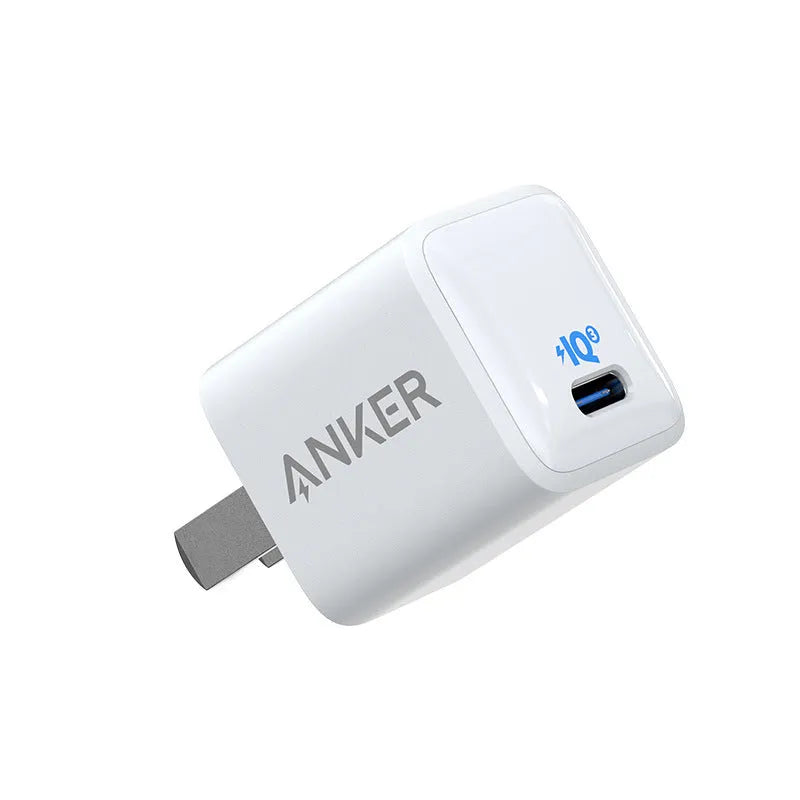White travel mobile phone charger with USB port for 18W fast charging