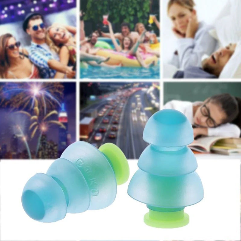 Light blue silicone anti-noise travel earplugs for noise reduction and hearing protection