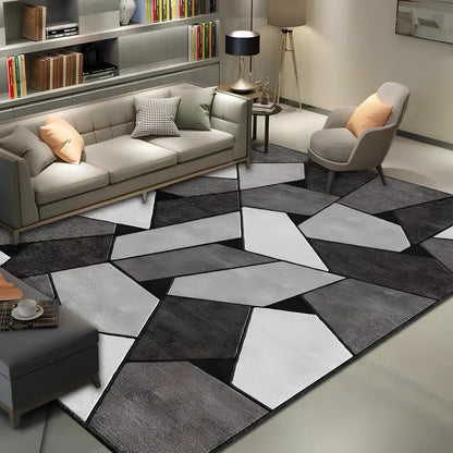 Modern Nordic check pattern polyester carpet in 40x60cm rectangle, machine woven with 71-80% fibre for flat floor coverage
