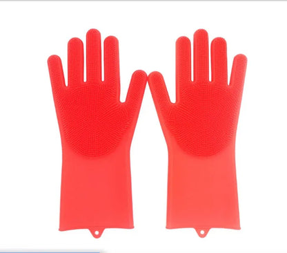 FDA food grade silicone kitchen cleaning gloves with orange colour and 357mm length