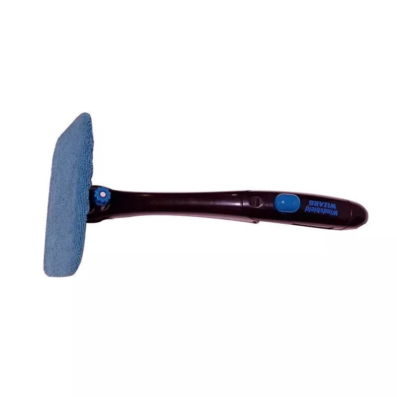 Car Window Brush with swivel head and built-in water sprayer for streak-free cleaning