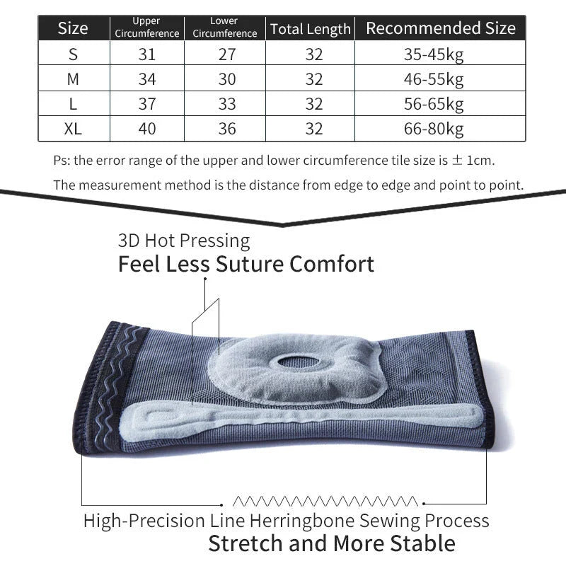 Durable knee pads with knitted silicone construction, V-shaped design, and 360-degree non-slip strips for all-around sports protection
