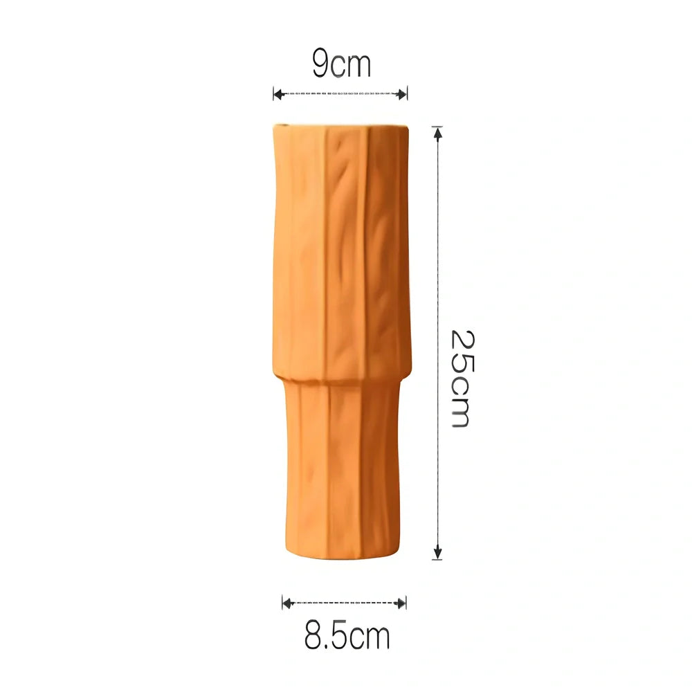 Morandi glazed ceramic geometric vase in soft colours with matte finish