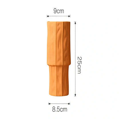 Morandi glazed ceramic geometric vase in soft colours with matte finish