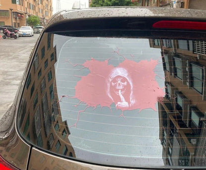 Spooky Halloween car decal with a skull design, perfect for adding a haunting touch to your vehicle or living space
