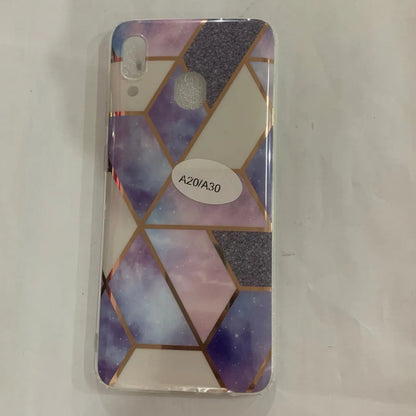 Electroplated marble mobile phone case in various colours for Huawei and Samsung models, showing slim TPU back cover design