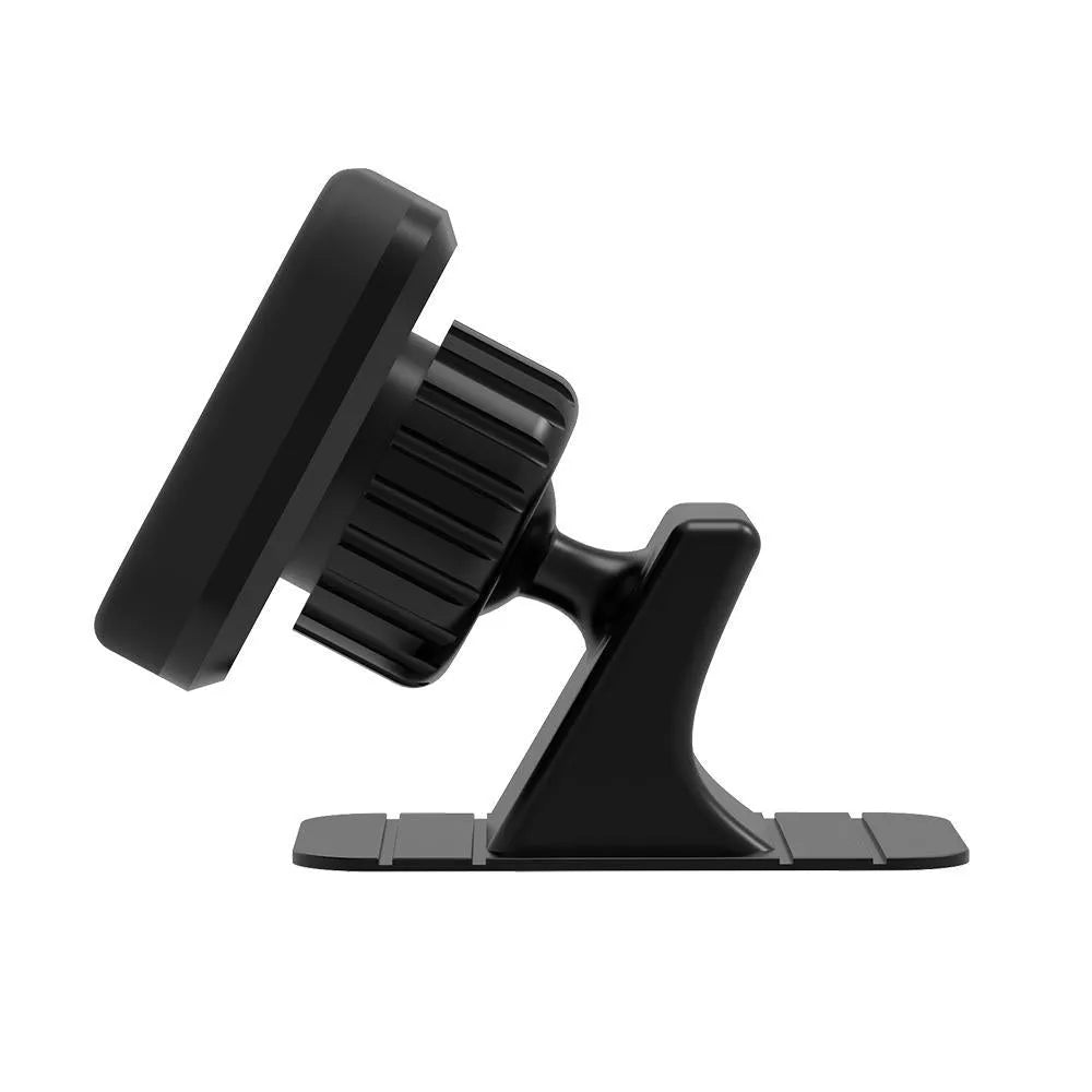 Magnetic car phone holder with nylon base and silicone surface, available in black, blue, or grey.