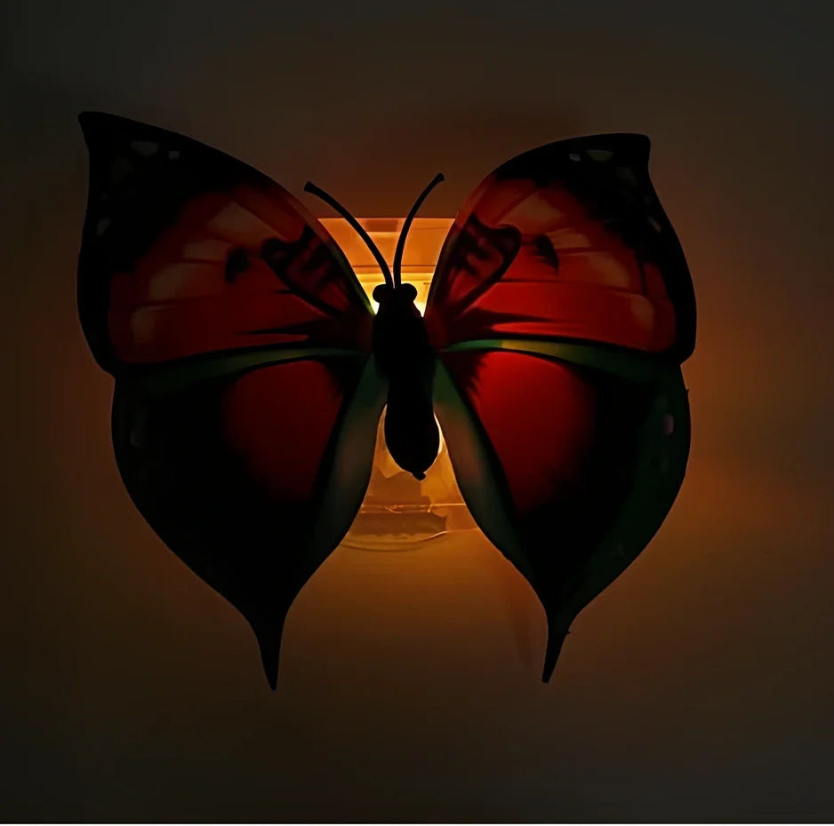 Set of 12 butterfly LED night lights with auto-changing colours and suction pads for wall mounting
