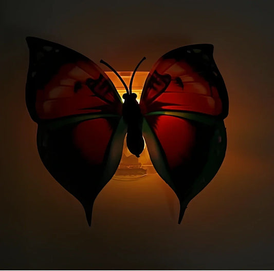 Set of 12 butterfly LED night lights with auto-changing colours and suction pads for wall mounting