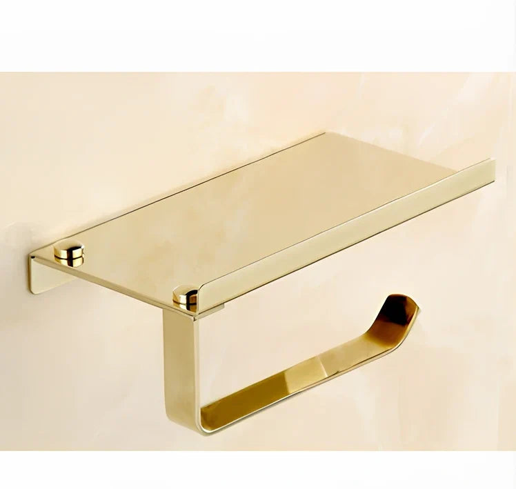 304 stainless steel bathroom organiser with phone holder, towel rack and toilet paper holder