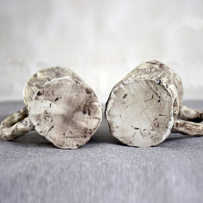 Irregular shaped bark-textured ceramic mug with 300ml capacity for hot drinks
