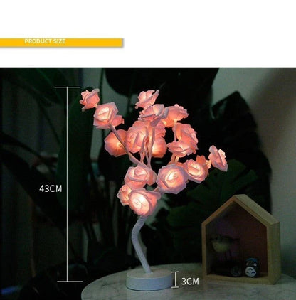 Elegant USB-powered LED rose lamp with warm lighting and versatile decoration options for bedroom and home decor