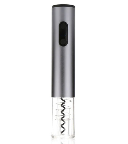 Silver automatic electric wine bottle opener with integrated foil cutter