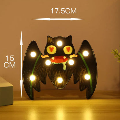 Halloween LED decorative lights with selectable bat, skull, pumpkin, and spider patterns